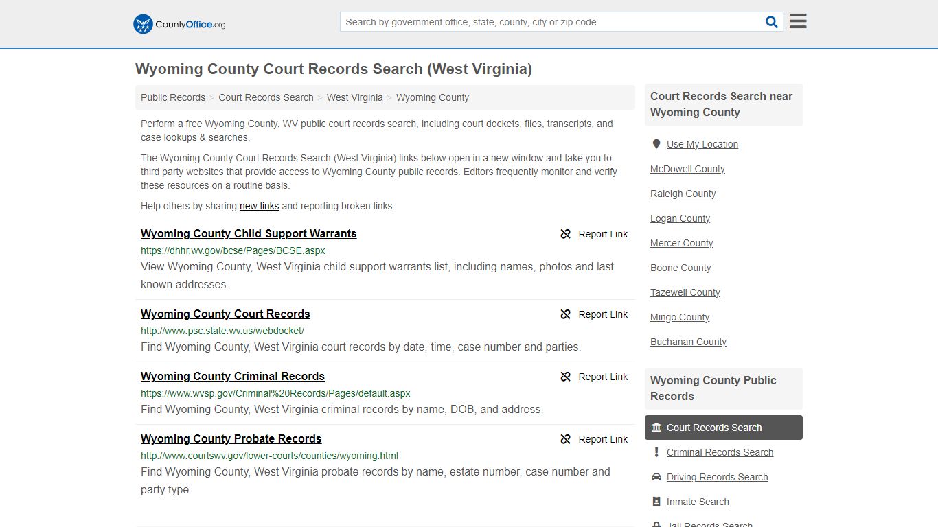 Wyoming County Court Records Search (West Virginia) - County Office