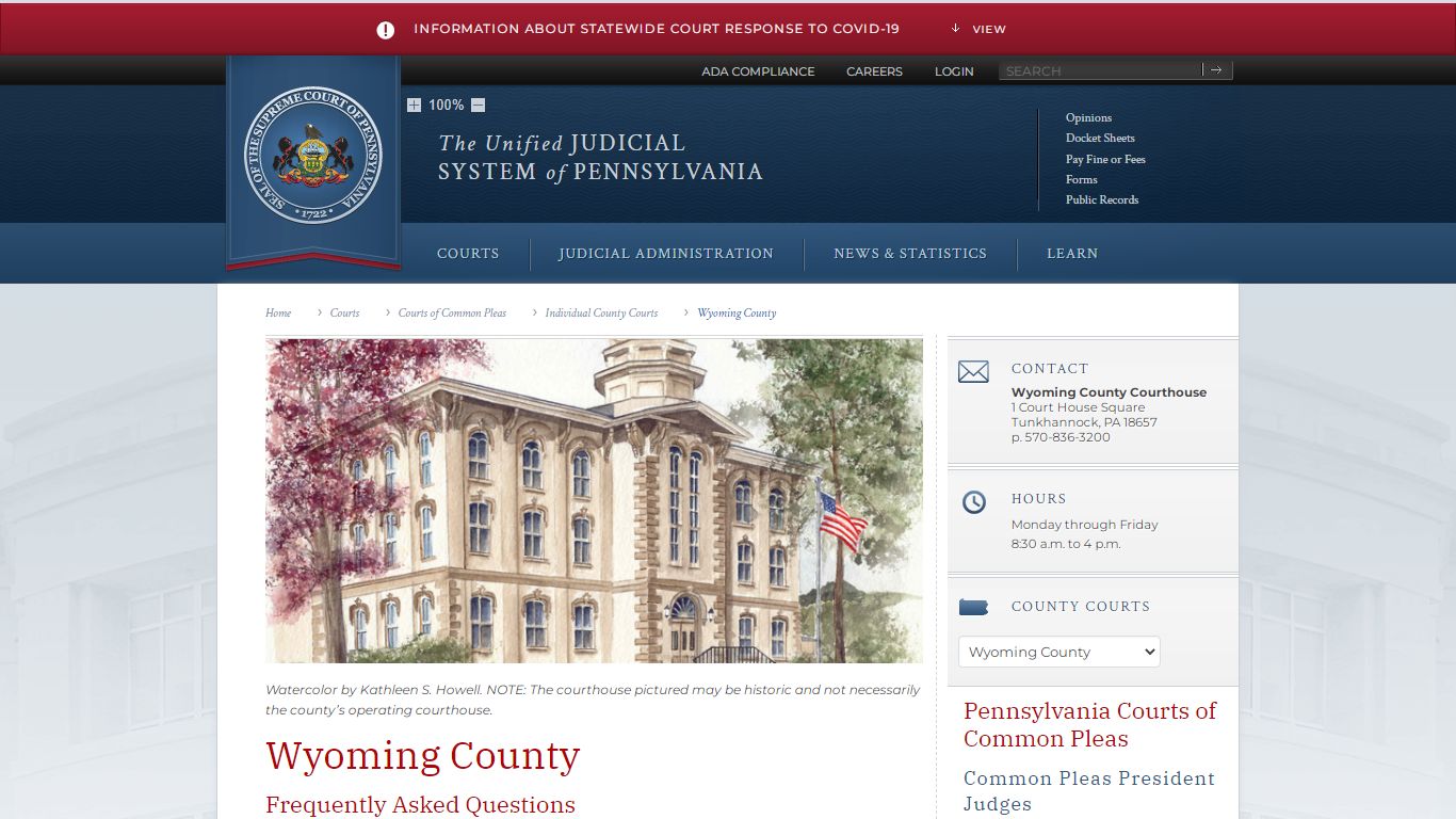 Wyoming County | Individual County Courts | Courts of Common Pleas ...