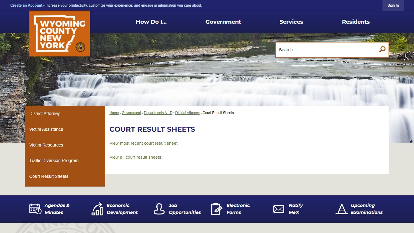 Court Result Sheets | Wyoming County, NY